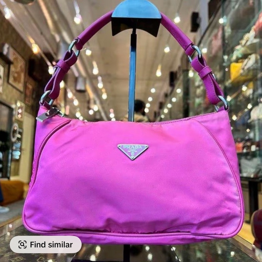 Prada Fuchsia Nylon Shoulder Bag with Top Handle